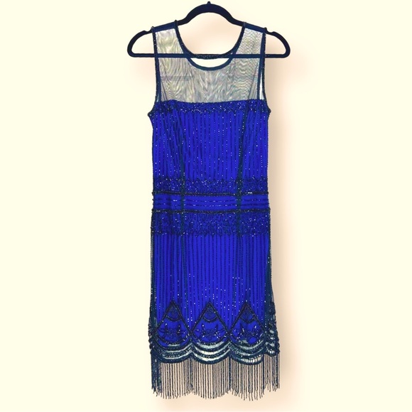 Aiden Mattox Dresses & Skirts - [ AIDEN MATTOX ] Flapper Inspired Royal Blue and Black Beaded Cocktail Dress : 4